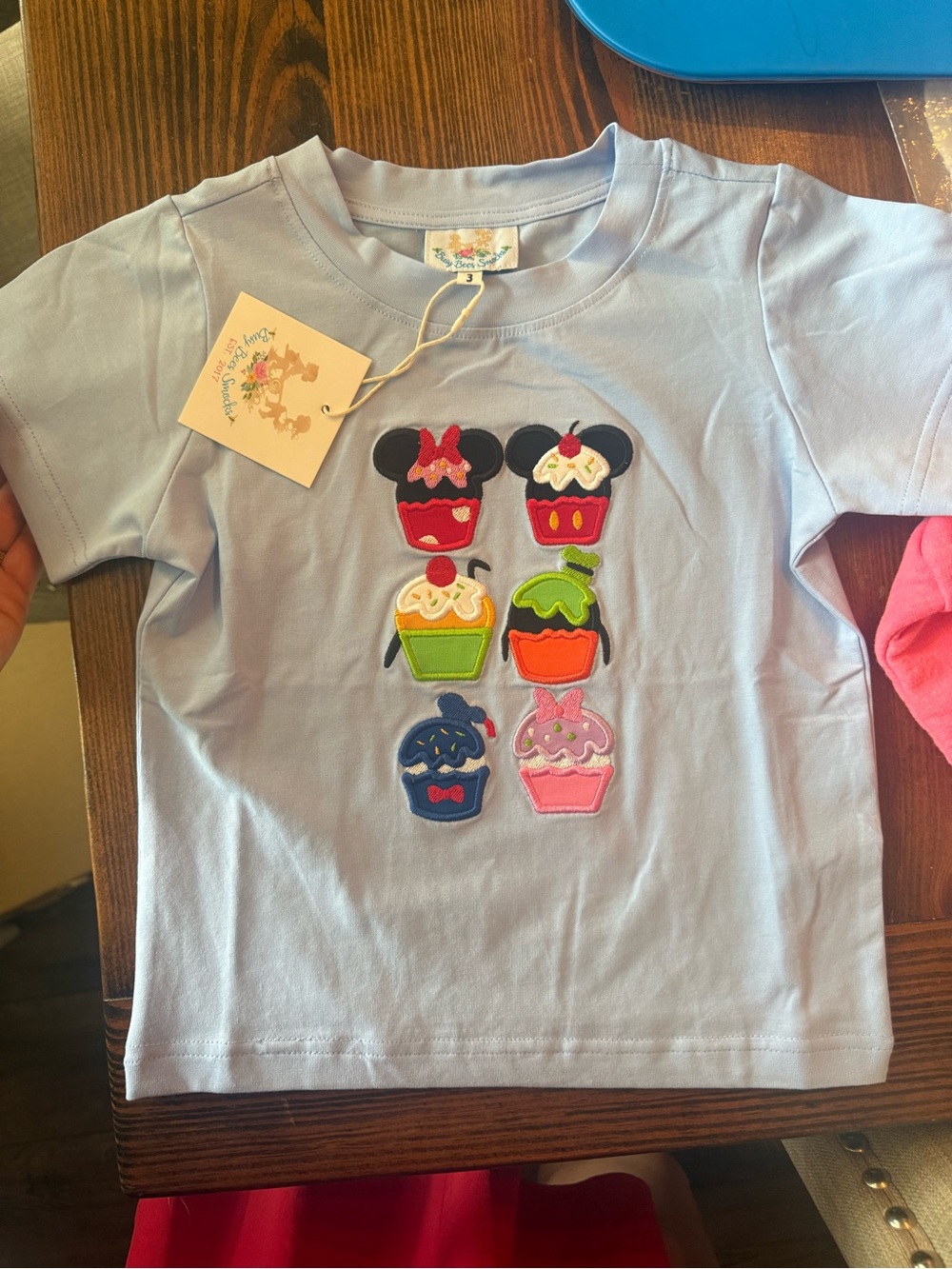 Boy’s Light Blue Cupcake Tee with Character Appliqués